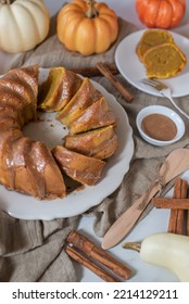 Fresh Home Made Pumpkin Bundt Cake With Cinnamon Frosting