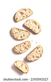 Fresh homebaked artisan sourdough bread. Slices of bread isolated on white background, design element. - Shutterstock ID 2193592527
