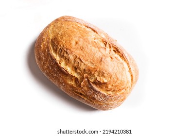 Fresh Homebaked Artisan Sourdough Bread. Loaf Of Bread Isolated On White Background, Design Element.