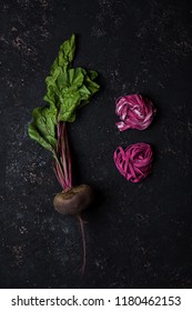 Fresh Homemade Beet Pasta Tagliatelle