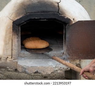 Fresh Homemade Bread Cooked On A Traditional Clay Oven. Home Bakery