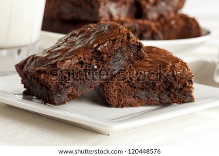 Fresh Homemade Chocolate Brownie against a background