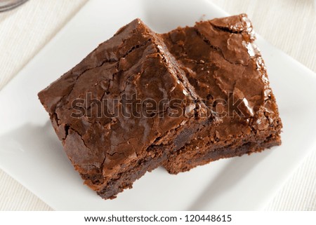 Similar – Image, Stock Photo Chocolate brownie pieces on wooden background