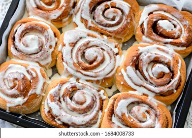 Fresh  homemade Cinnamon rolls or Cinnamon buns - Shutterstock ID 1684008733