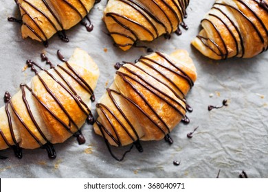 Fresh Homemade Croissants With Chocolate