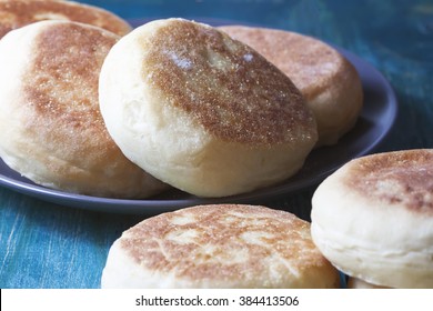 Fresh homemade English muffins. Breakfast. Selective focus - Powered by Shutterstock