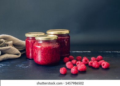 Fresh Homemade Rasberries Jam Jars 