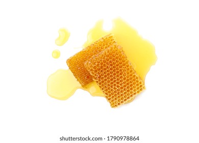 Fresh Honeycomb Pieces Isolated On White Background