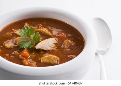 Fresh Hot Chicken Stew In A Bowl Close Up