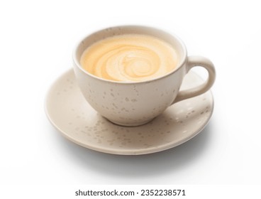 Fresh hot creamy coffee in light porcelain cup on white. - Powered by Shutterstock