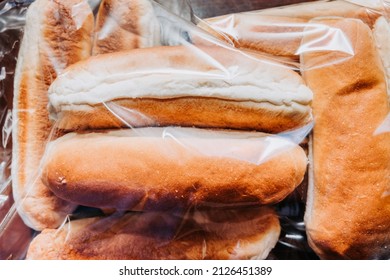 Fresh Hot Dog Buns Packed In A Plastic Bag