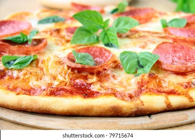 Fresh Hot Pepperoni Pizza - Closeup