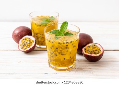 Fresh And Iced Passion Fruit Juice - Healthy Drink