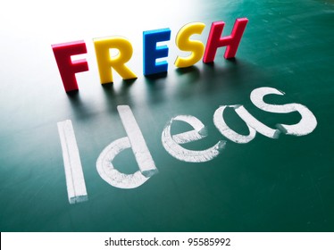 Fresh Ideas, Concept Words On Blackboard