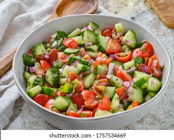 Fresh Israeli Salad In Bowl