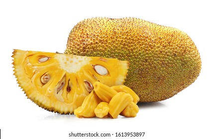 Fresh Jackfruit Cut Out Isolated On White Background