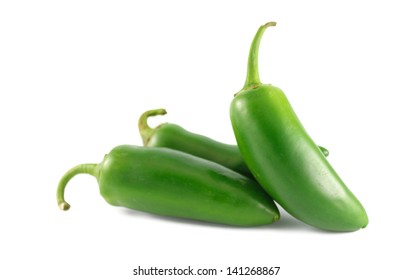 Fresh Jalapeno Peppers Isolated On White Background