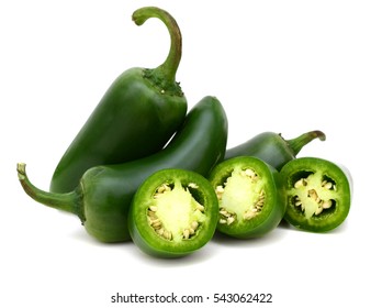 Fresh Jalapeno Peppers Isolated On White Background