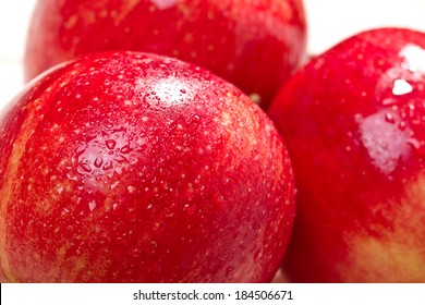 Fresh Juicy Red Apples, Close Up 