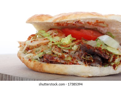 Fresh Kebab on a withe background ,taken in a  studio .