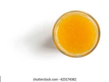 Fresh L Orange Juice On White Background Top View, With Clipping Path