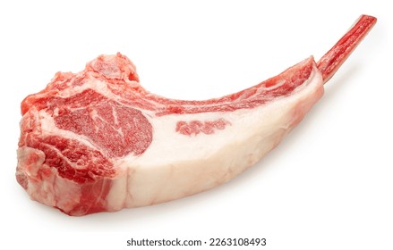 Fresh lamb chops isolated on white background, Fresh Raw lamb loin on White Background With clipping path. - Shutterstock ID 2263108493
