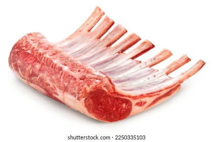 Fresh lamb loin isolated on white background, Fresh Raw lamb loin on White Background With clipping path. - Powered by Shutterstock