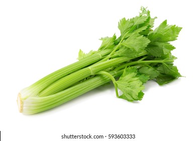 Fresh leaf celery isolated over a white background - Shutterstock ID 593603333