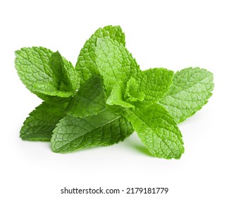 Fresh leaves of mint isolated on white background - Shutterstock ID 2179181779