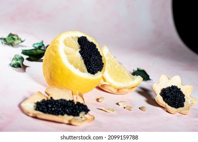 fresh lemon and caviar biscuits