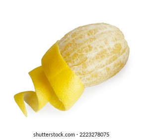 Fresh Lemon And Peel On White Background, Top View. Citrus Zest