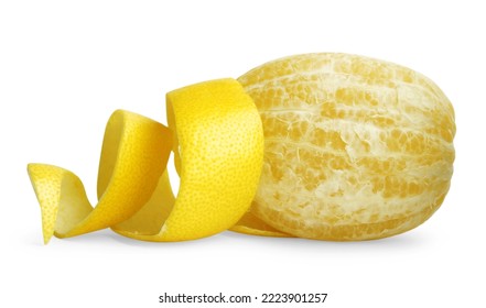 Fresh Lemon And Peel On White Background. Citrus Zest