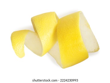 Fresh Lemon Peel On White Background, Top View. Citrus Zest