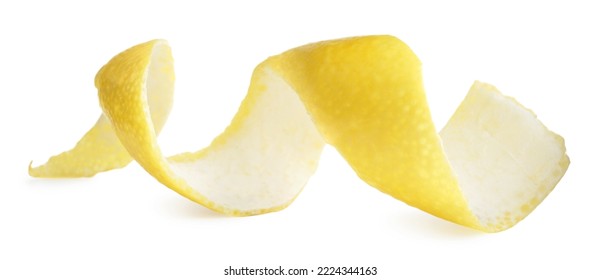 Fresh Lemon Peel On White Background. Citrus Zest