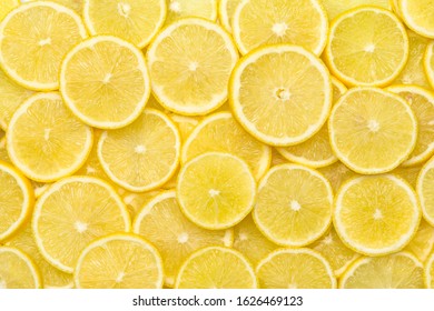 Fresh Lemon Slices Pattern Background, Close Up