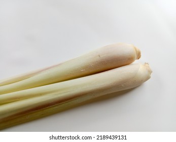 Fresh Lemongrass Or Citronella Grass Leaf. Lemongrass Isolated On White Background.