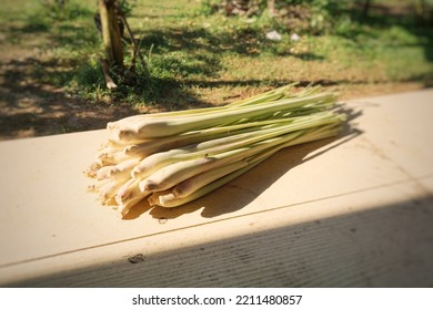 Fresh Lemongrass Lying On The Floor