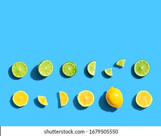 Fresh Lemons And Limes Overhead View - Flat Lay