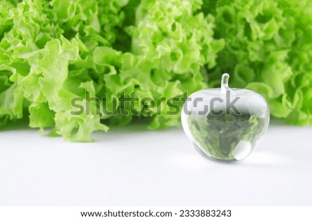 fresh lettuce with breakable glass apple