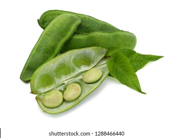 Fresh Lima Beans Isolated On White Background