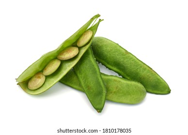 Fresh Lima Beans Isolated On White Background