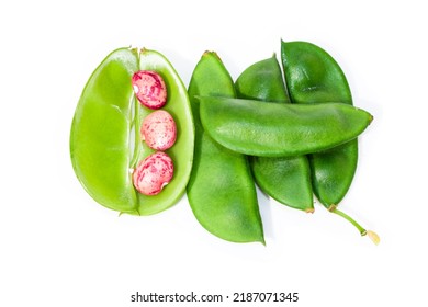 Fresh Lima Beans Isolated On White Background