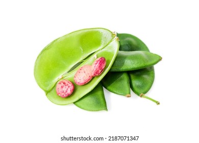 Fresh Lima Beans Isolated On White Background