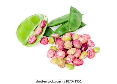 Fresh Lima Beans Isolated On White Background