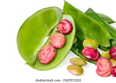 Fresh Lima Beans Isolated On White Background