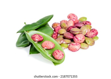 Fresh Lima Beans Isolated On White Background