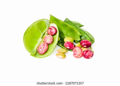 Fresh Lima Beans Isolated On White Background