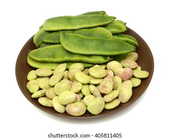 Fresh Lima Beans Isolated On White Background