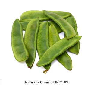 Fresh Lima Beans Isolated On White Background