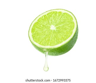 Fresh Lime juice dripping isolated on white background. Clipping path. - Powered by Shutterstock